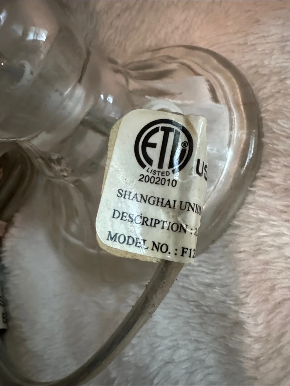 Vintage Clear Glass Electric Hurricane Lamp - Shanghai Union F12286